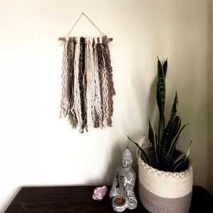 HANDMADE Boho Inspired Fibre Wall Hanging Macrame Home Decor Art Fabric Wool